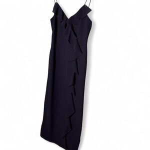 NWT Adrianna Papell size 10 black maxi length slip dress with ruffles